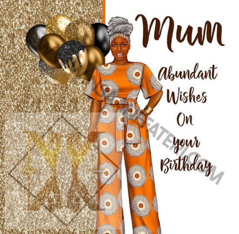 851 Orange Gold Nsaa Nefateri Black Birthday Cards For Women Celebration Card