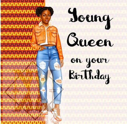 979 Young Queen Black Birthday Card. Birthday Card